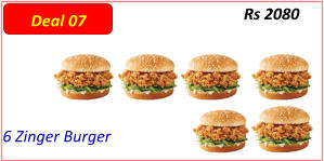 6 Zinger Burger  Rs 2080 Deal 07