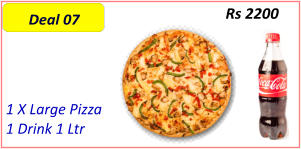 1 X Large Pizza  1 Drink 1 Ltr  Rs 2200 Deal 07