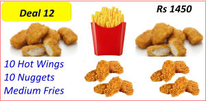 10 Hot Wings 10 Nuggets   Medium Fries   Rs 1450 Deal 12